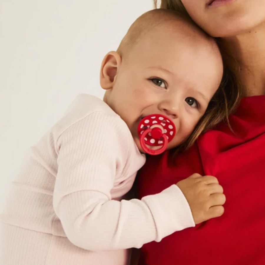 Πιπίλες Στρογγυλές Bibs Studio Collection Polka Dot Candy Apple/Blossom από 100% Φυσικό Καουτσούκ 2τμχ. No3 18+ μηνών