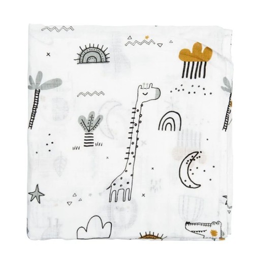 Bimbidreams Πάνα Μουσελίνα Bamboo Jungle 120x120εκ.