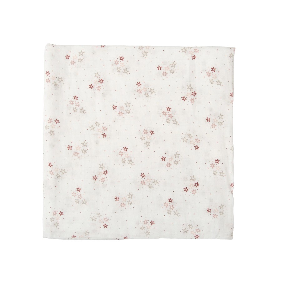 Bimbidreams Πάνα Μουσελίνα Bamboo Stars Pink 120x120εκ.