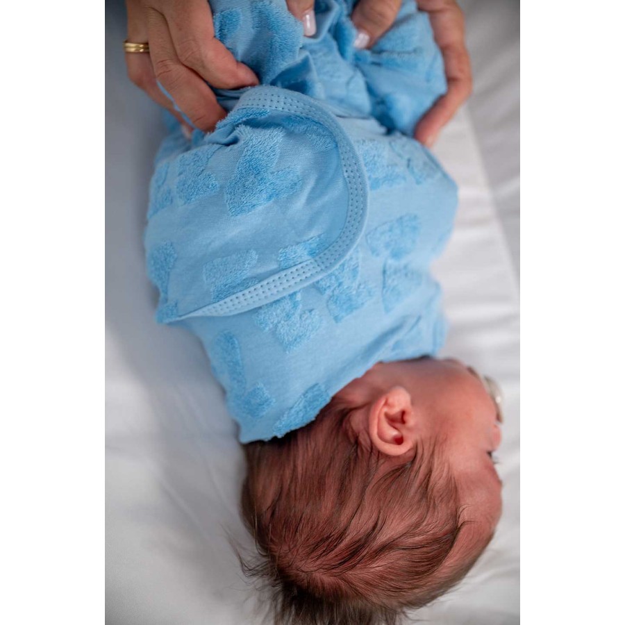 BabyBliss Υπνόσακος/Κουβέρτα Φασκιώματος BlissSnug Σιέλ / Γκρι Σετ 2τμχ.