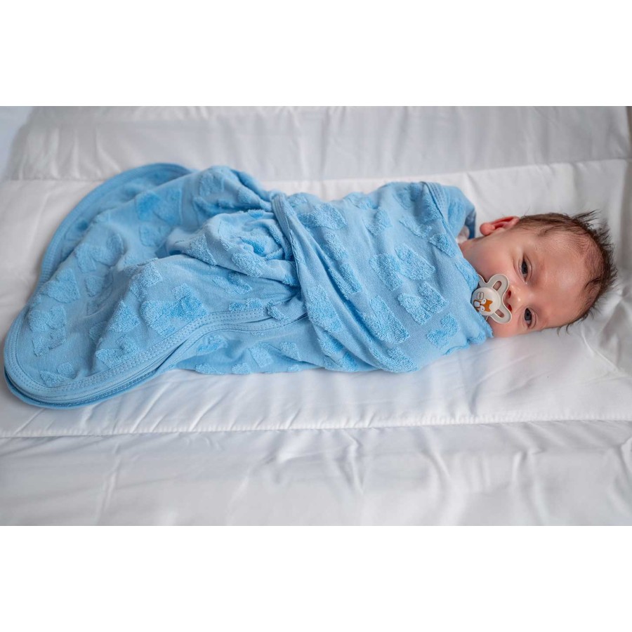 BabyBliss Υπνόσακος/Κουβέρτα Φασκιώματος BlissSnug Σιέλ / Γκρι Σετ 2τμχ.