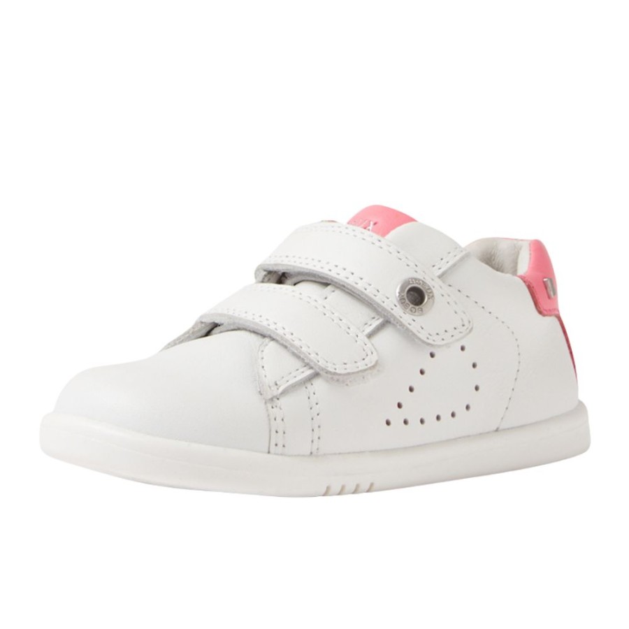 Παιδικά Δερμάτινα Sneakers Bobux iWalk Maverick White-Pink Lemonade
