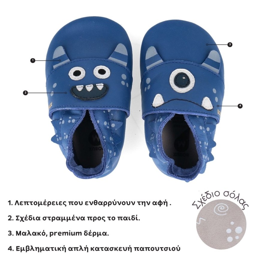 Bobux Ανατομικά Βρεφικά Παπούτσια Soft Sole Murphy Binjau Blue + Navy