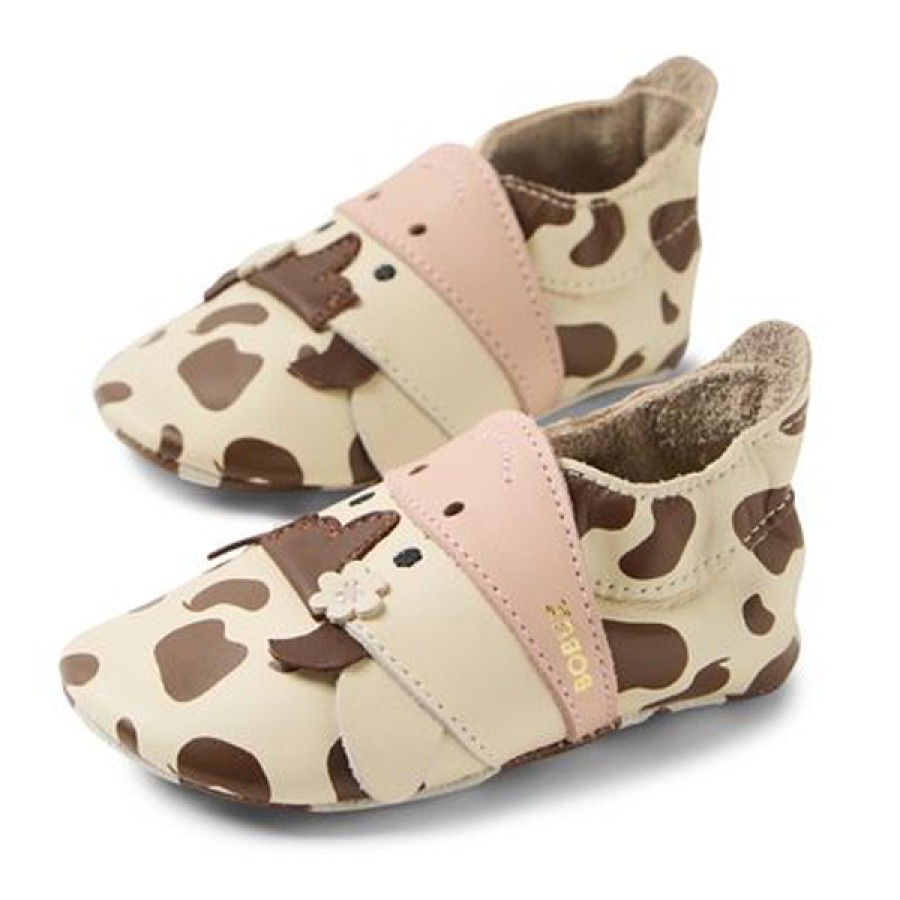 Bobux Ανατομικά Βρεφικά Παπούτσια Soft Sole Mooley Cow-White Swan-Black Coffee