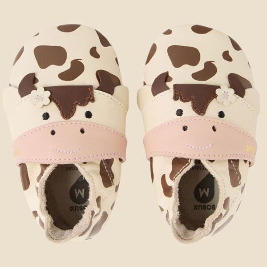 Bobux Ανατομικά Βρεφικά Παπούτσια Soft Sole Mooley Cow-White Swan-Black Coffee