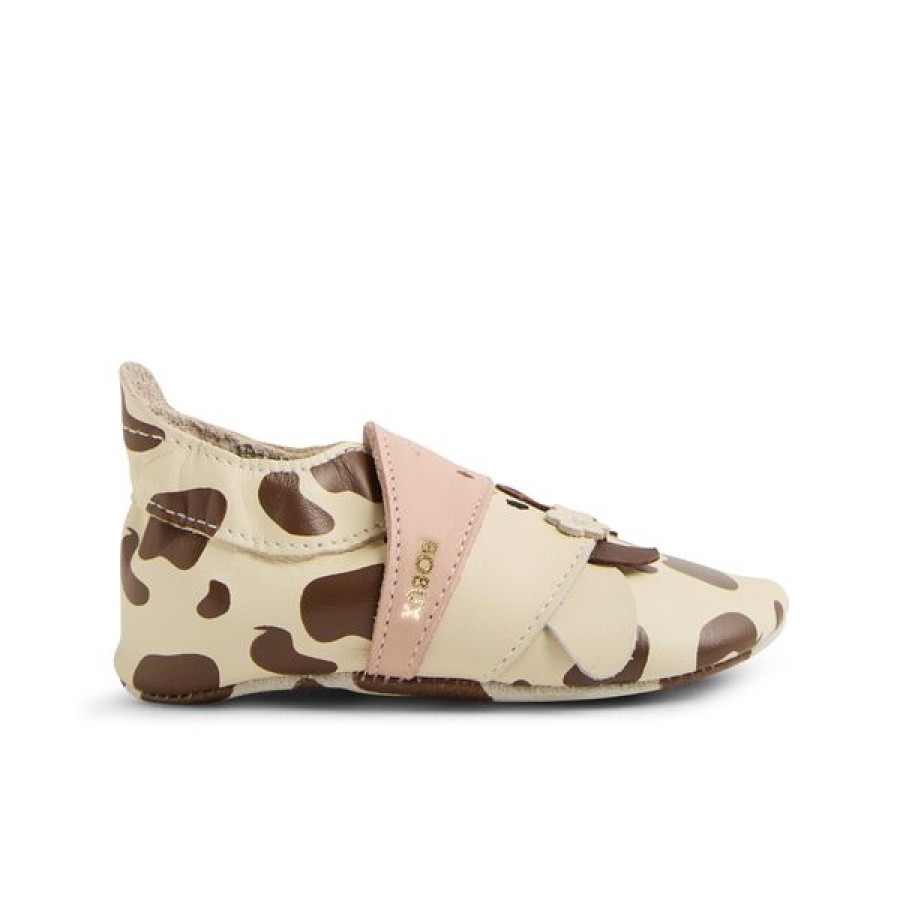 Bobux Ανατομικά Βρεφικά Παπούτσια Soft Sole Mooley Cow-White Swan-Black Coffee