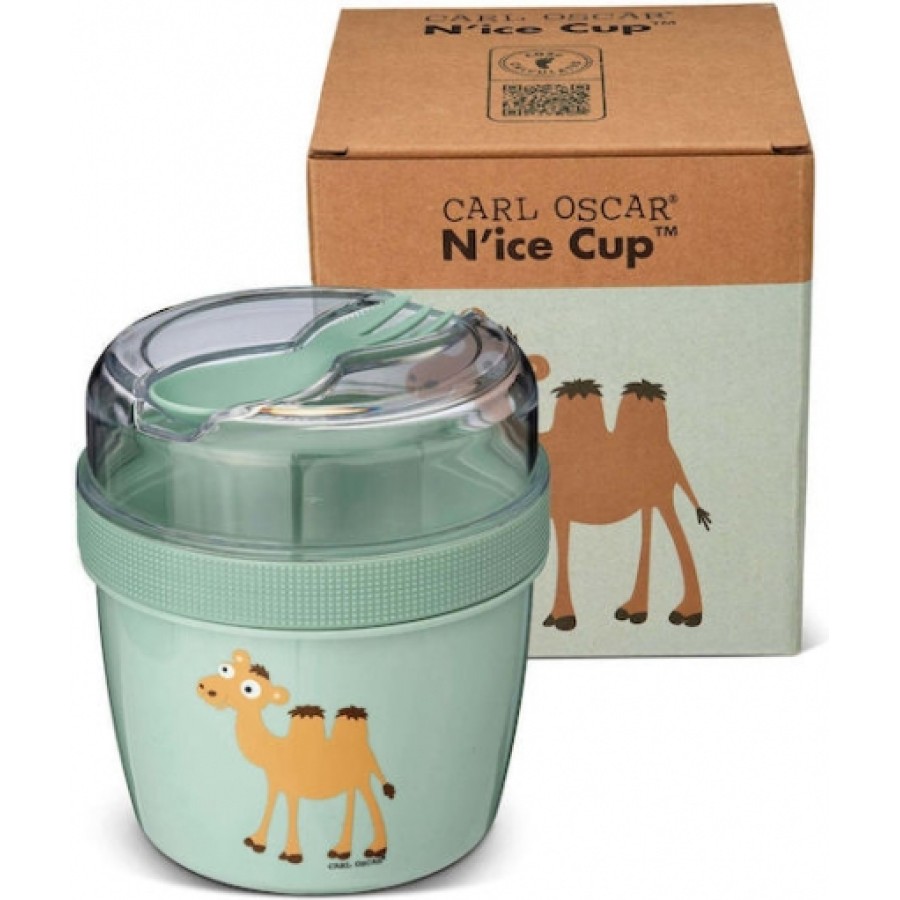 Παιδικό Φαγητοδοχείο με Δίσκο Ψύξης Carl Oscar N’ice Cup L 450ml Καμήλα Πράσινο