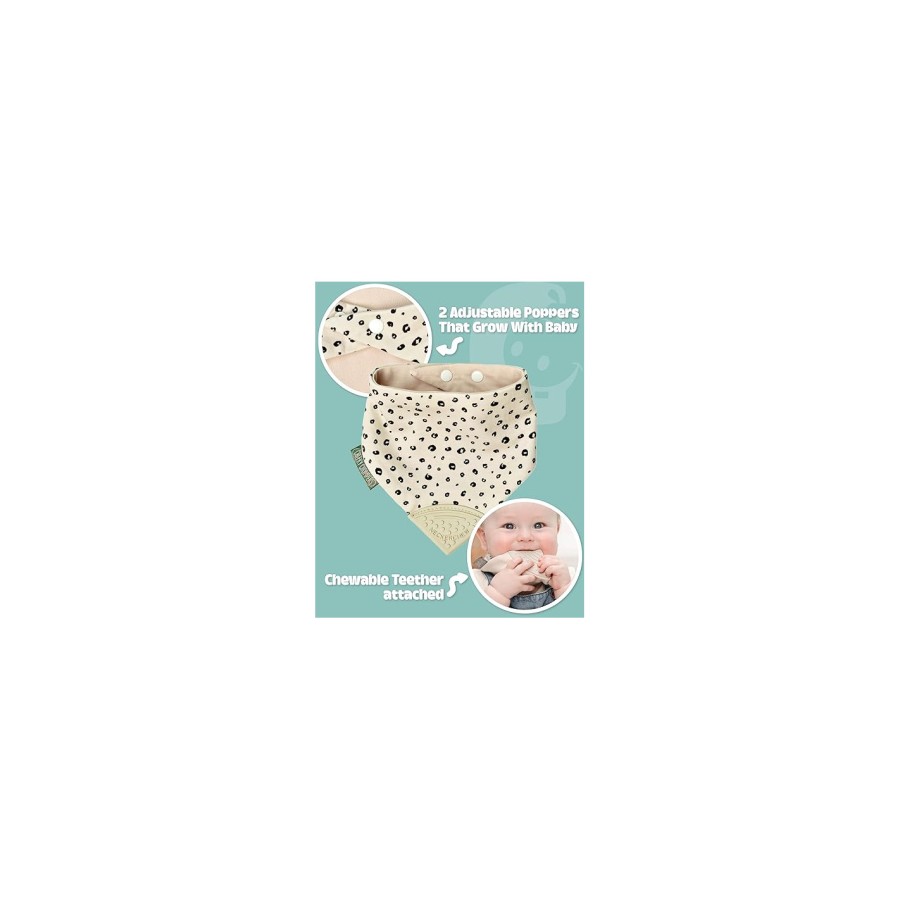 Σετ 2 Σαλιάρες Μπαντάνες Cheeky Chompers Dribble Bib Leopard & Rainbow