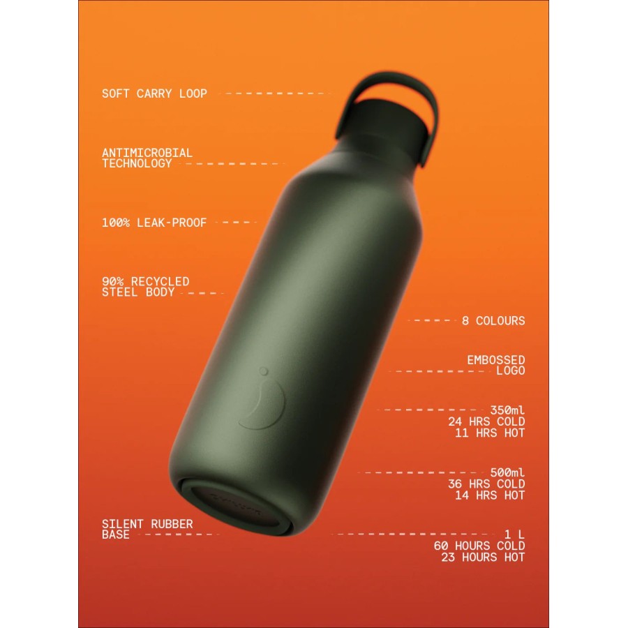 Chilly's Ανοξείδωτο Μπουκάλι Θερμός Series 3 Cargo Green 1000ml
