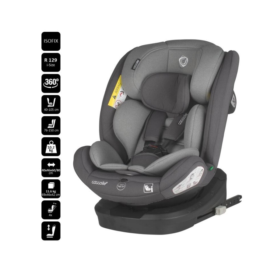 Coccolle Smart Baby Κάθισμα Αυτοκινήτου i-Size, isofix 40-150cm 360° Nyota Diamond Black 0-36kg