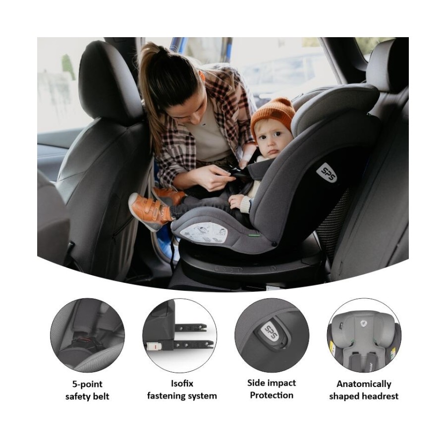 Coccolle Smart Baby Κάθισμα Αυτοκινήτου i-Size, isofix 40-150cm 360° Nyota Diamond Black 0-36kg