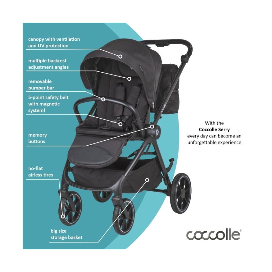 Coccolle Smart Baby Πολυκαρότσι 2 Σε 1 Serry Jet Black