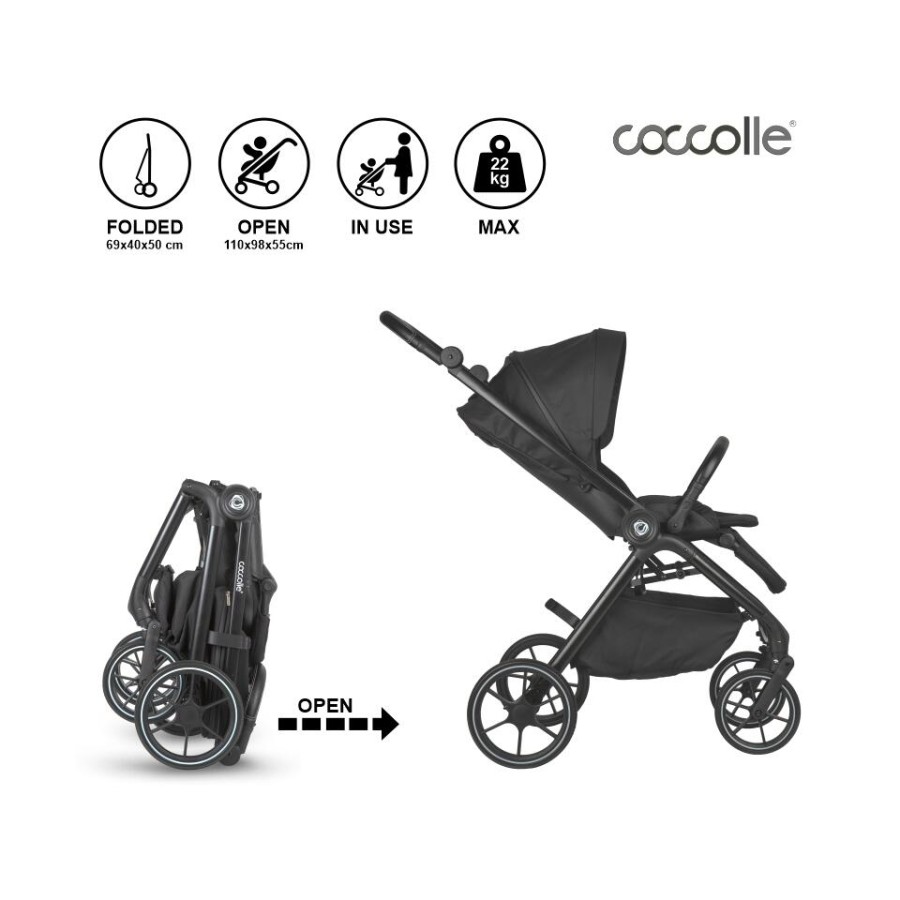 Coccolle Smart Baby Πολυκαρότσι 2 Σε 1 Serry Jet Black
