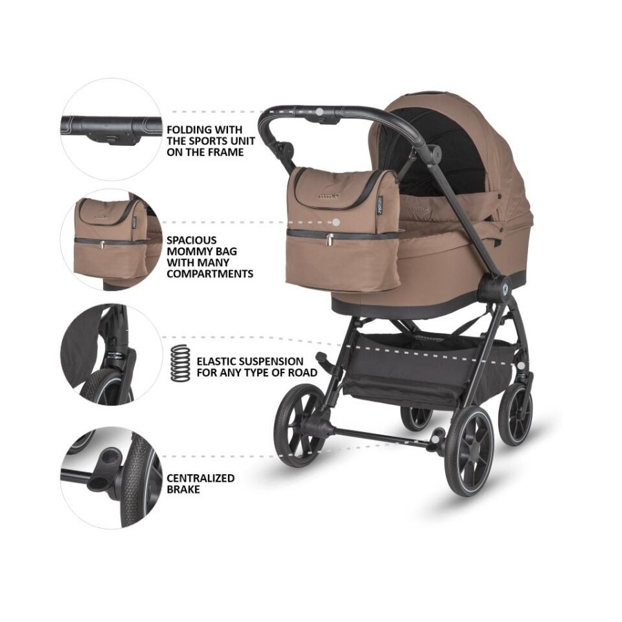 Coccolle Smart Baby Πολυκαρότσι 2 Σε 1 Serry Light Taupe