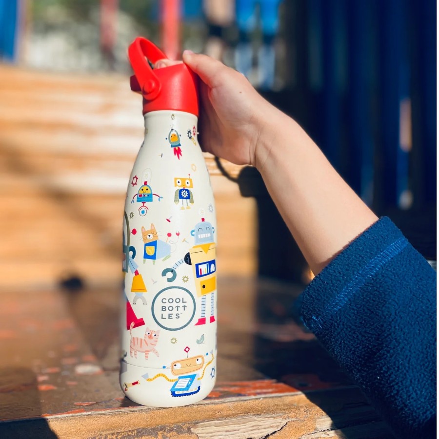 Cool Bottles Ανοξείδωτο Παιδικό Μπουκάλι Θερμός Άτακτα Ρομπότ 350ml