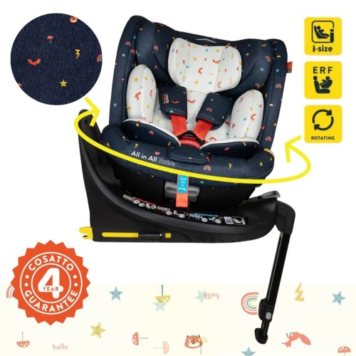Cosatto All in All Extra i-Size 360° Περιστρεφόμενο Παιδικό Κάθισμα Αυτοκινήτου 0-36 kg Extended Rear Facing Doodle Days