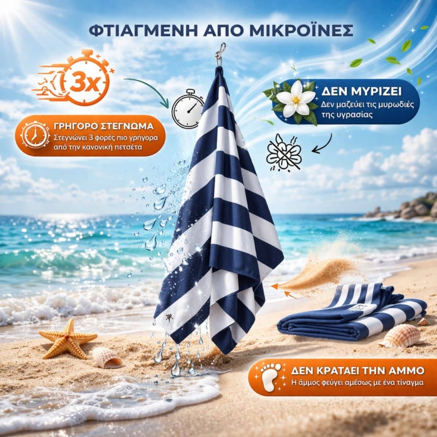 Dock & Bay Πετσέτα Θαλάσσης Quickdry με Μικροΐνες Pastel Pier XL 200x90εκ.