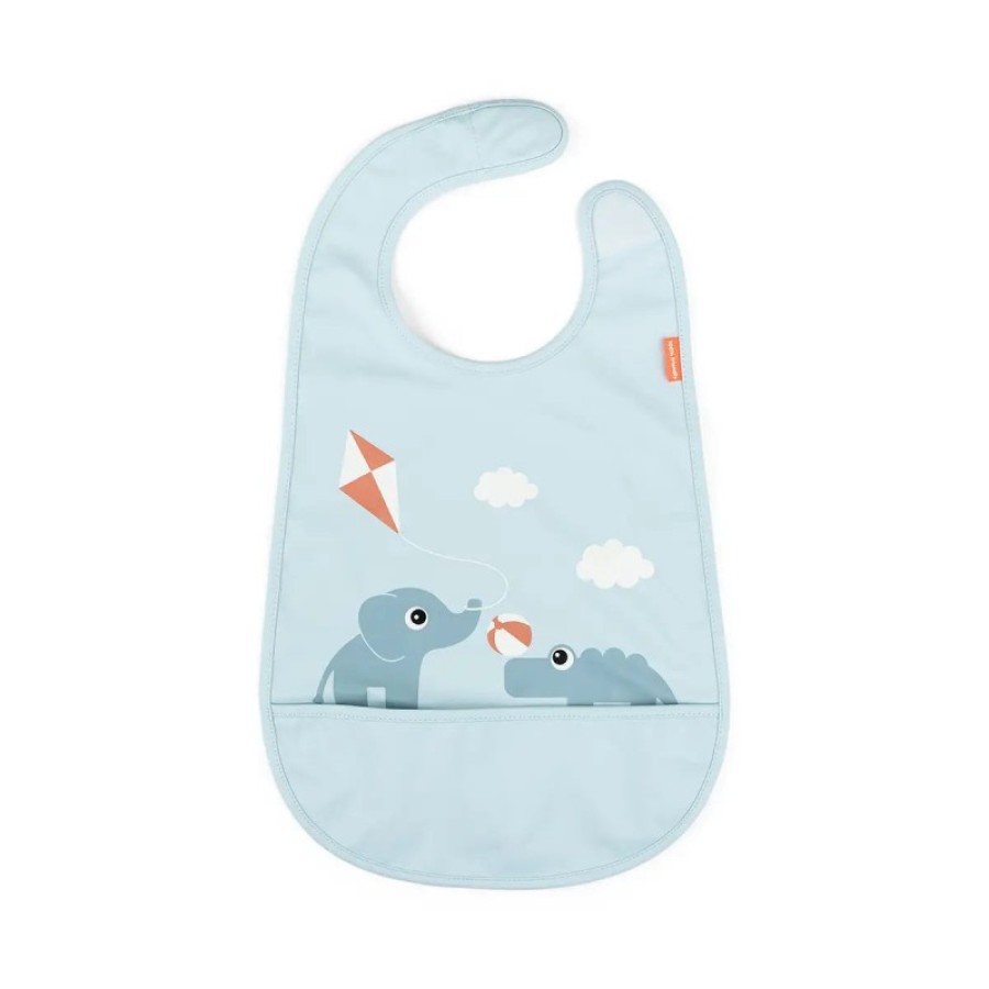 Done By Deer Αδιάβροχη Σαλιάρα με Velcro Playground Blue