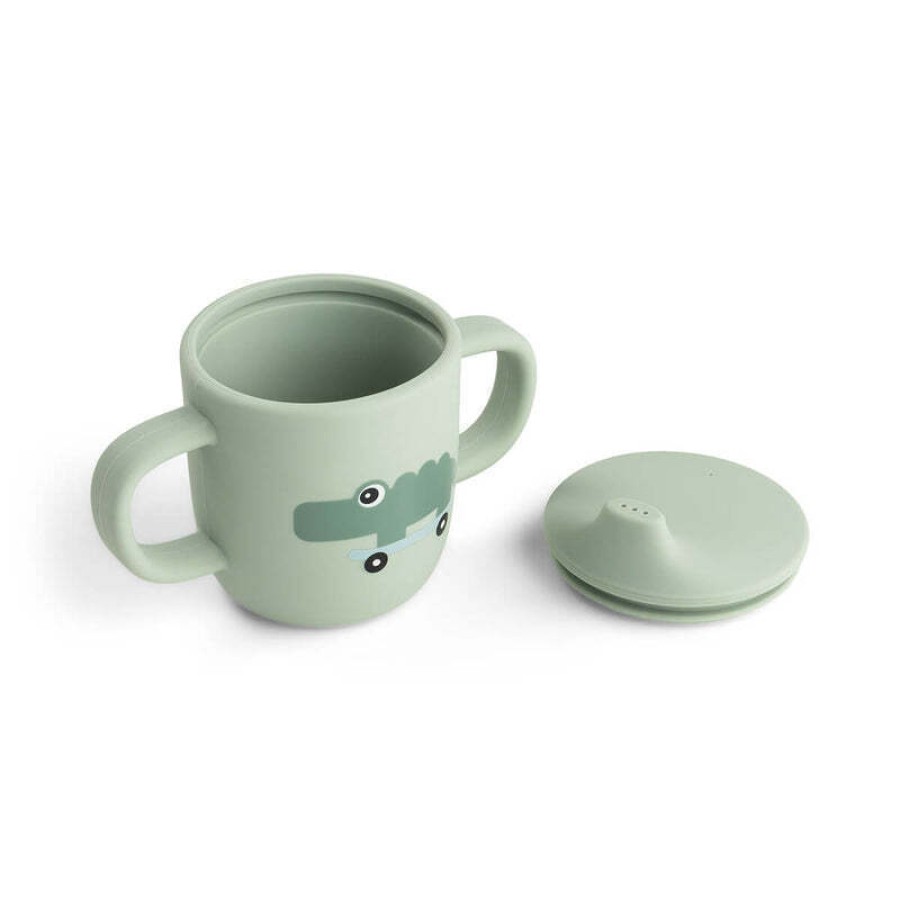 Εκπαιδευτικό Ποτήρι με Στόμιο & Λαβές από Σιλικόνη Done by Deer Playground Green 120ml
