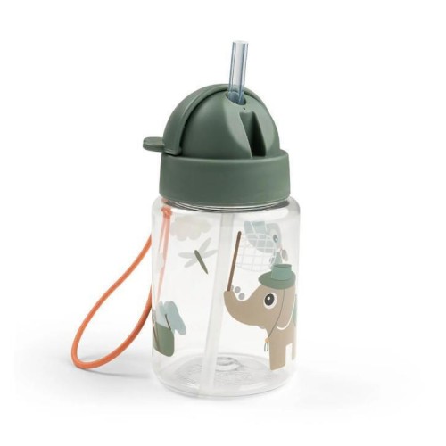 Παιδικό Παγούρι Πλαστικό με Καλαμάκι Done By Deer Tiny Trails Green 280ml
