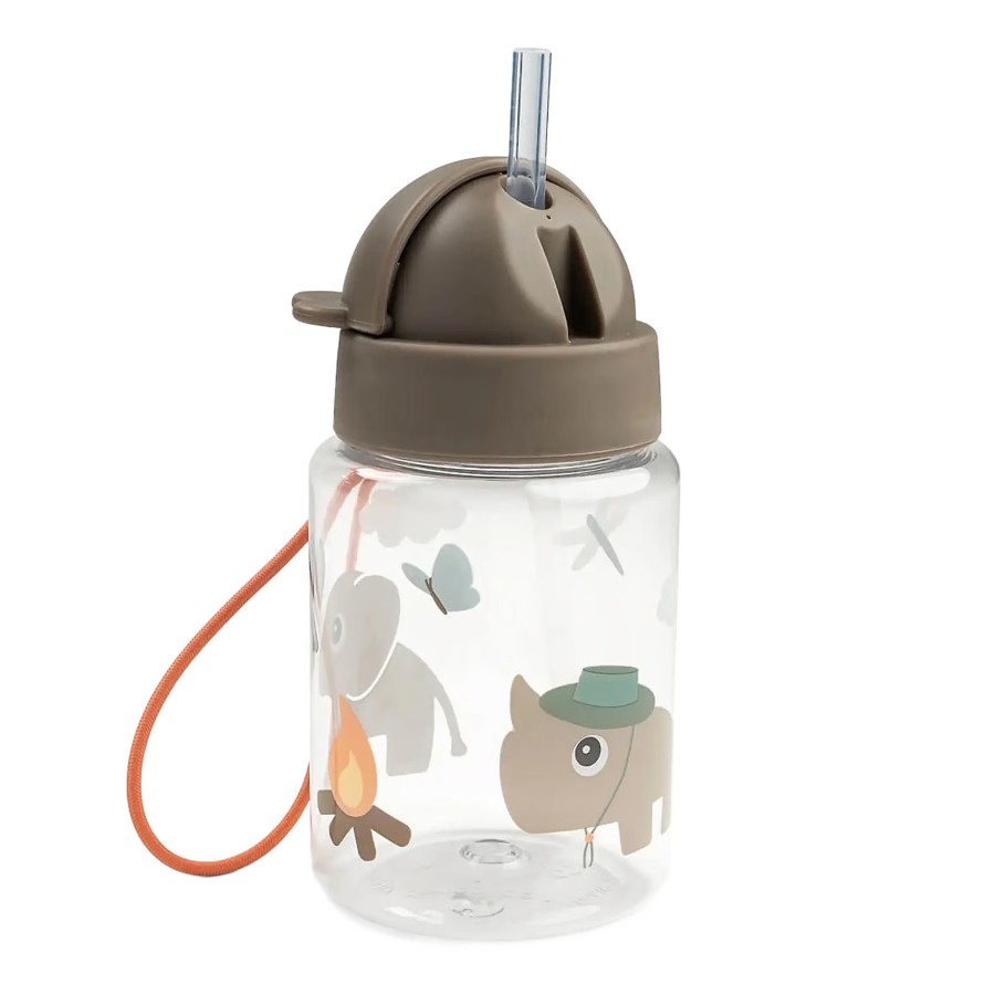 Παιδικό Παγούρι Πλαστικό με Καλαμάκι Done By Deer Tiny Trails Sand 280ml