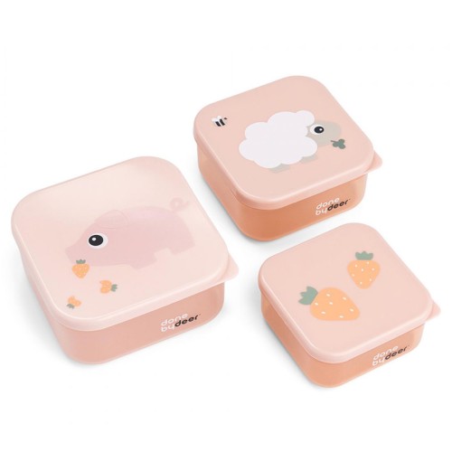 Done by Deer Σετ Παιδικά Snack Box Tiny Farm Powder 3 τεμ (240 ml, 370 ml, 540 ml)