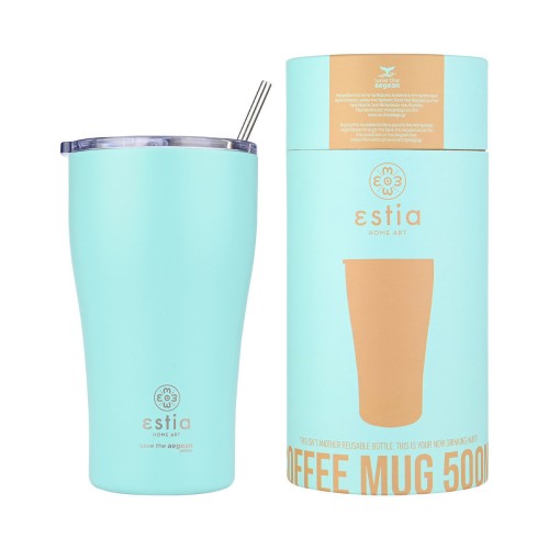 Estia Κούπα Θερμός Coffee Mug Save The Aegean 500ml Bermuda Green