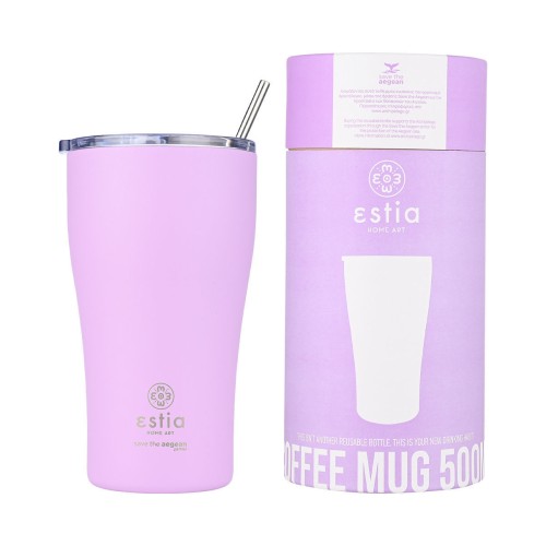 Estia Κούπα Θερμός Coffee Mug Save The Aegean 500ml Lavender Purple