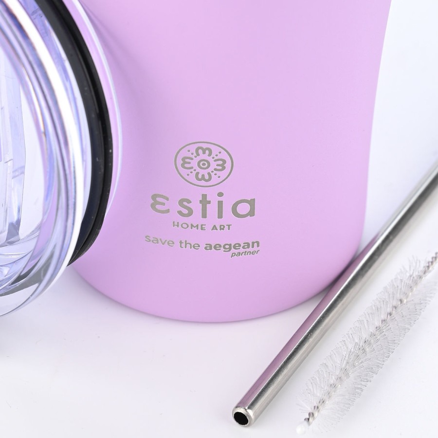 Estia Κούπα Θερμός Coffee Mug Save The Aegean 500ml Lavender Purple