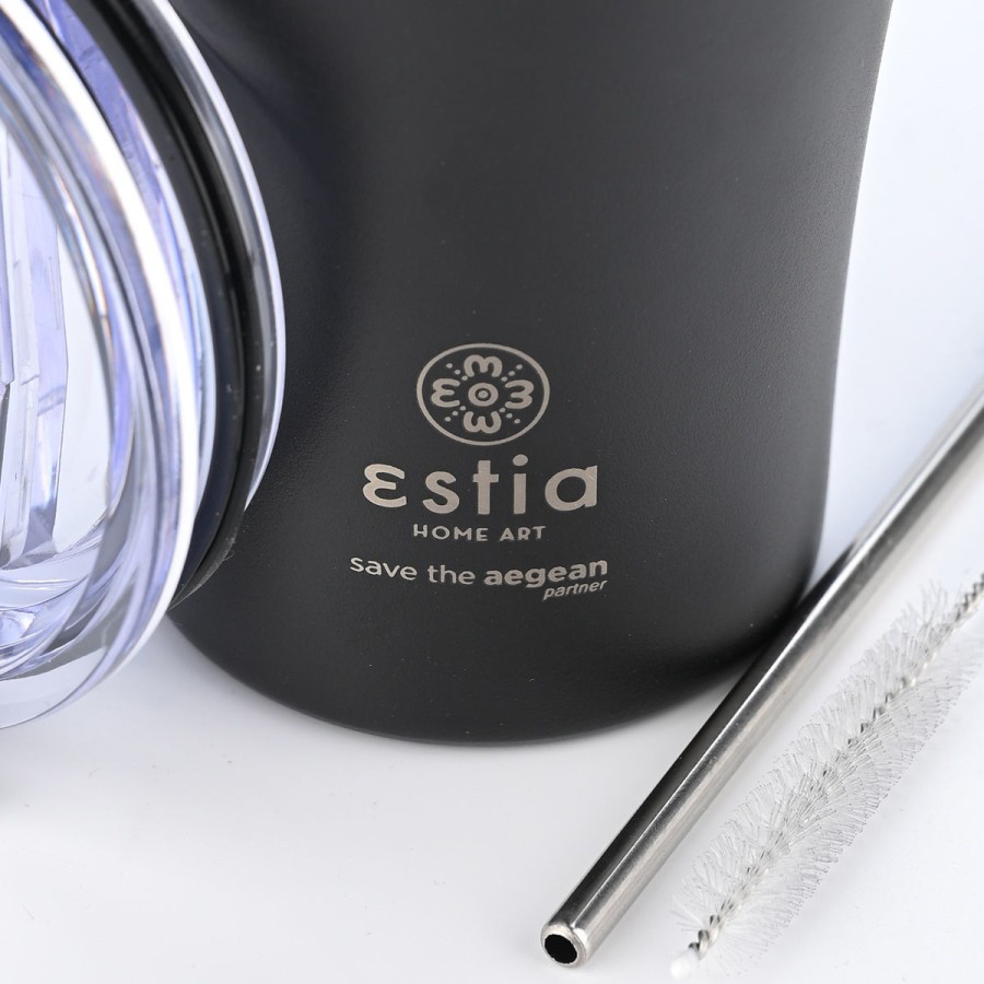 Estia Κούπα Θερμός Coffee Mug Save The Aegean 500ml Midnight Black