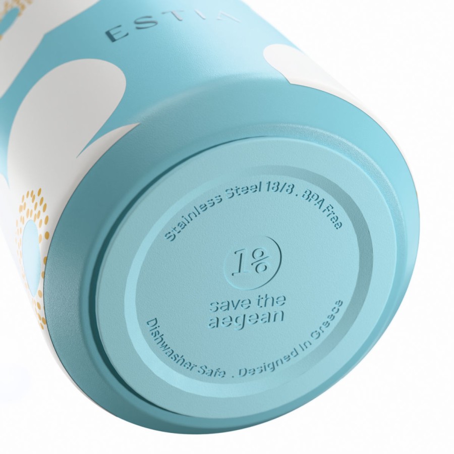 Estia Flow Μπουκάλι Θερμός Save The Aegean 500ml Blue Daisy