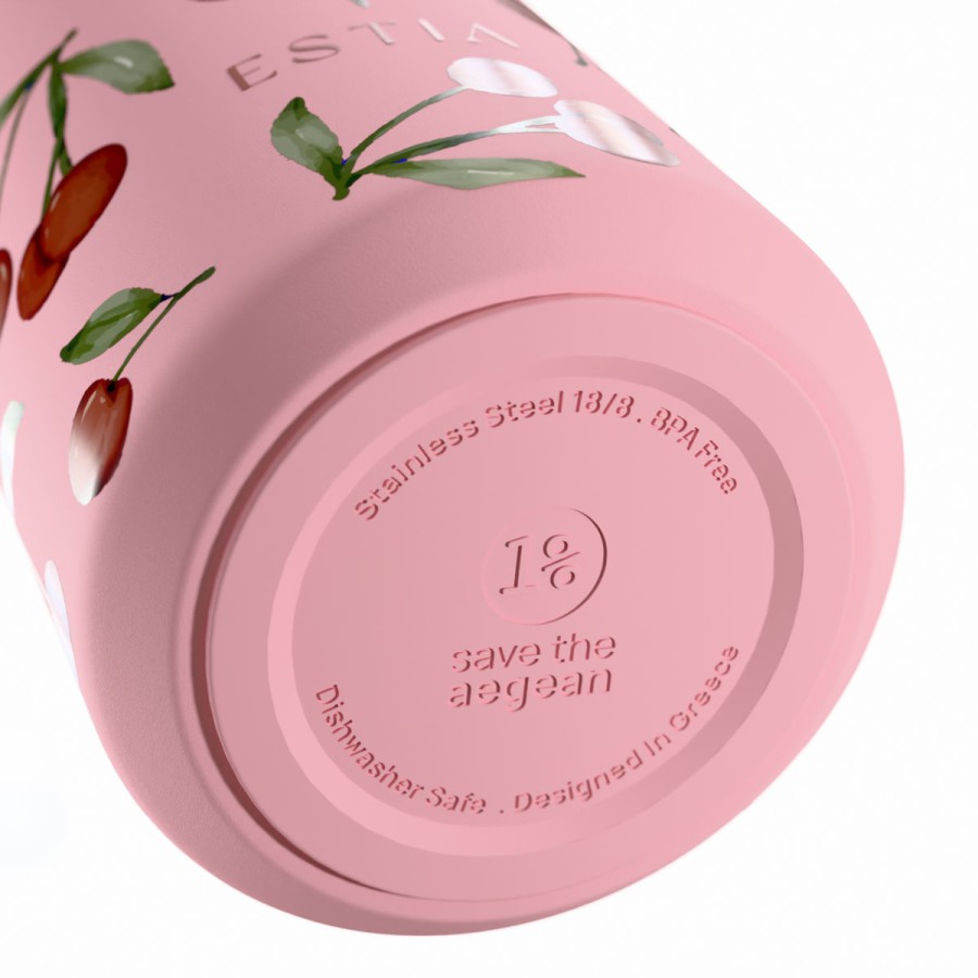 Estia Flow Μπουκάλι Θερμός Save The Aegean 500ml Cherry Rose