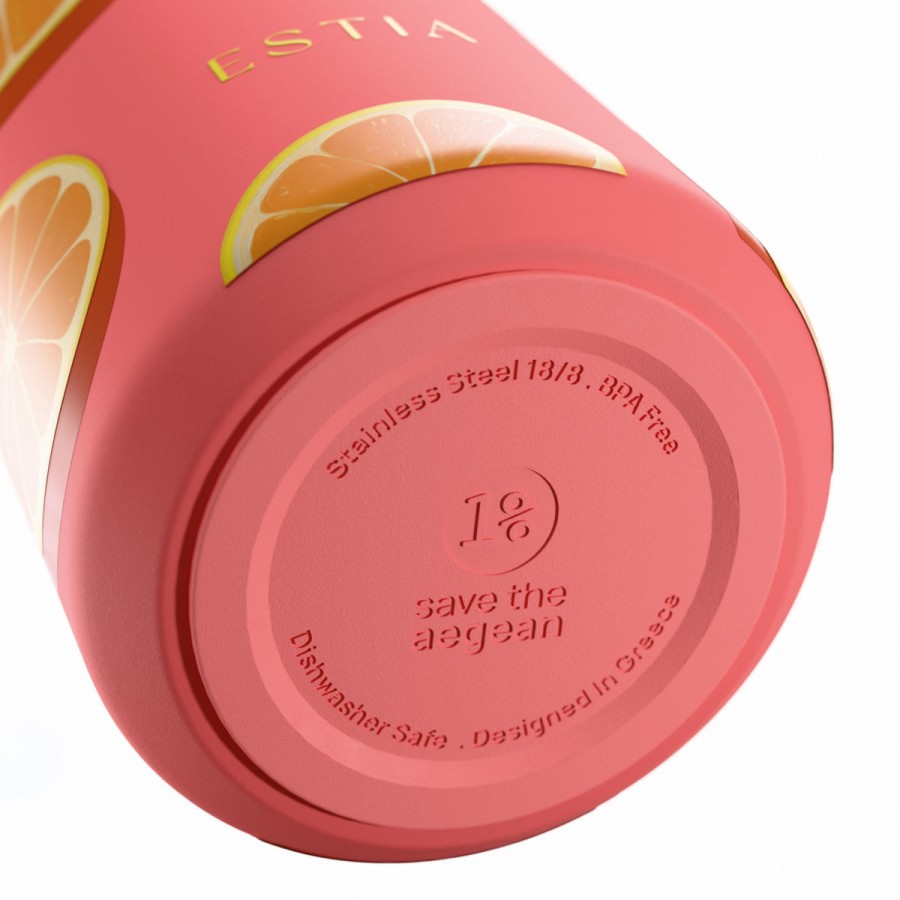Estia Flow Μπουκάλι Θερμός Save The Aegean 500ml Orange Pop