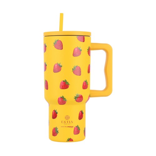 Estia Ποτήρι Straw Tumbler XL Save The Aegean 900ml Berry Bright