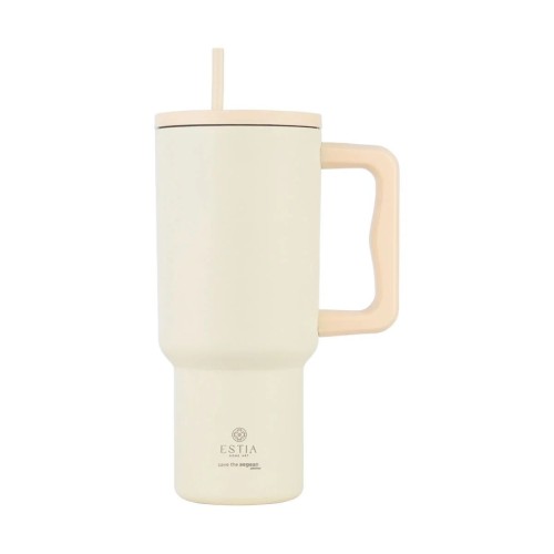 Estia Ποτήρι Straw Tumbler XL Save The Aegean 900ml Lily White