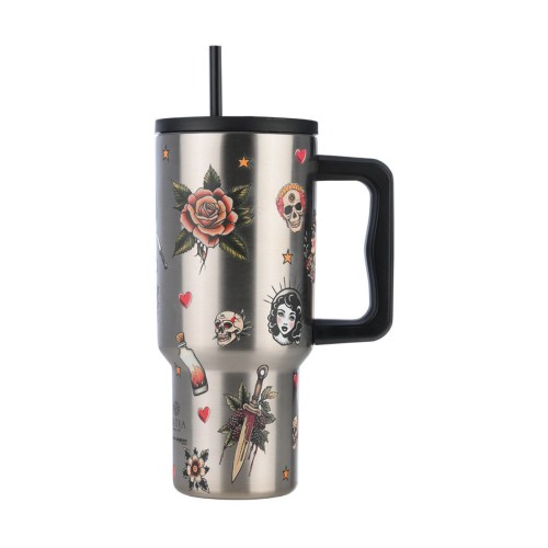Estia Ποτήρι Straw Tumbler XL Save The Aegean 900ml Old School Ink