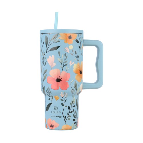 Estia Ποτήρι Straw Tumbler XL Save The Aegean 900ml Sky Garden