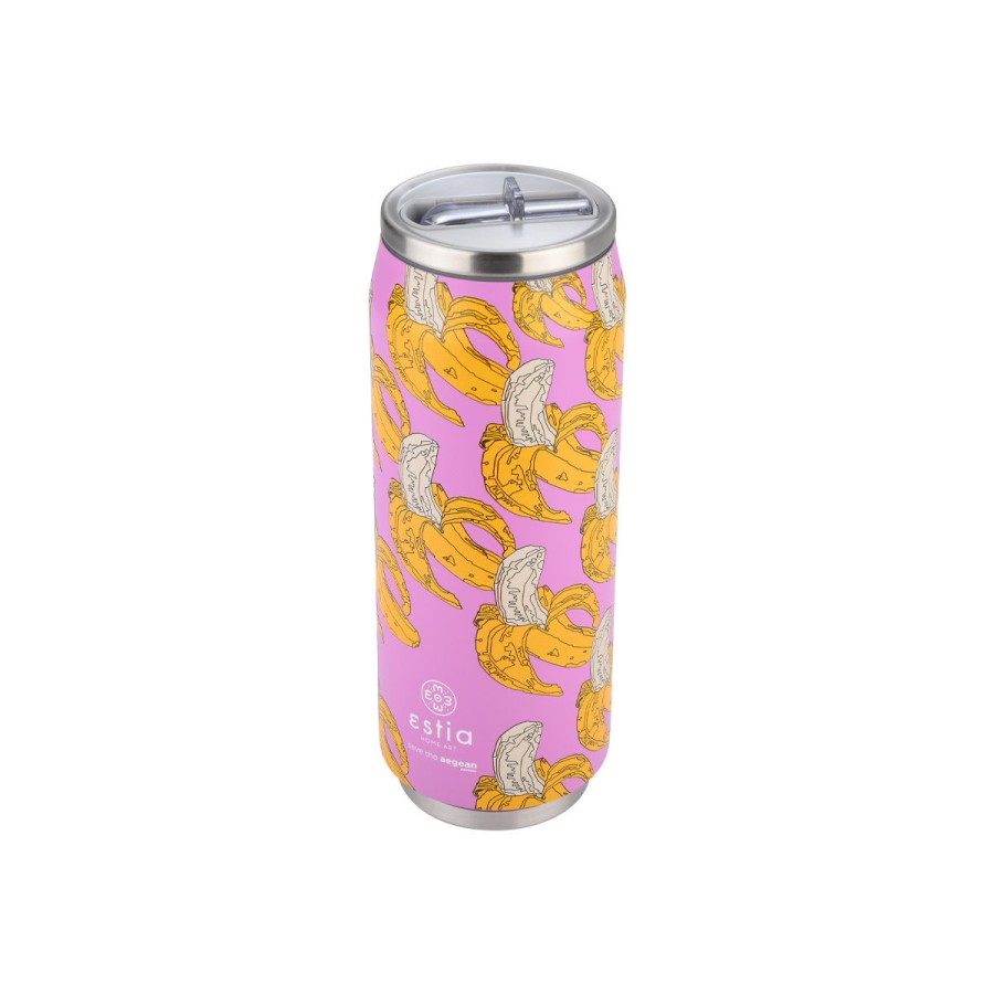 Estia Travel Cup Ποτήρι Θερμός με Καλαμάκι Save The Aegean 500ml Banana Swirl
