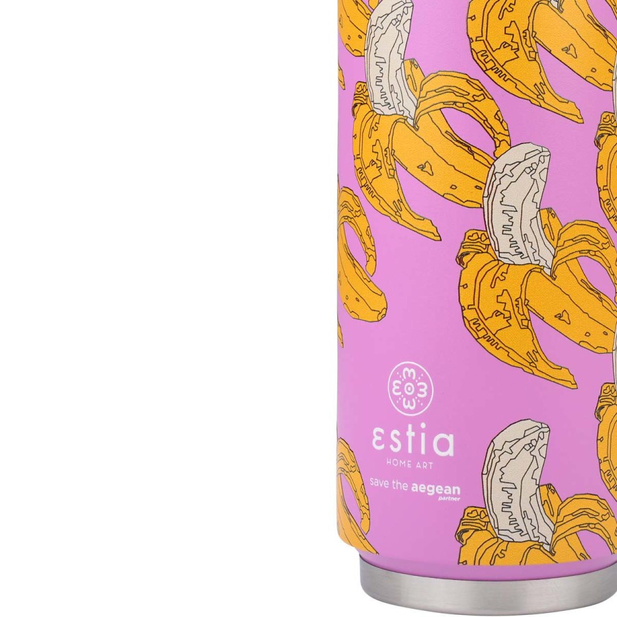 Estia Travel Cup Ποτήρι Θερμός με Καλαμάκι Save The Aegean 500ml Banana Swirl