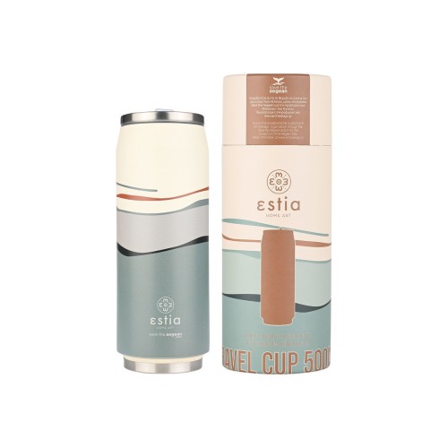 Estia Travel Cup Ποτήρι Θερμός με Καλαμάκι Save The Aegean 500ml Ecozen Horizon