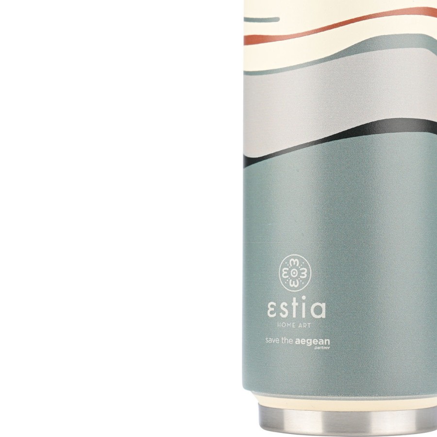 Estia Travel Cup Ποτήρι Θερμός με Καλαμάκι Save The Aegean 500ml Ecozen Horizon