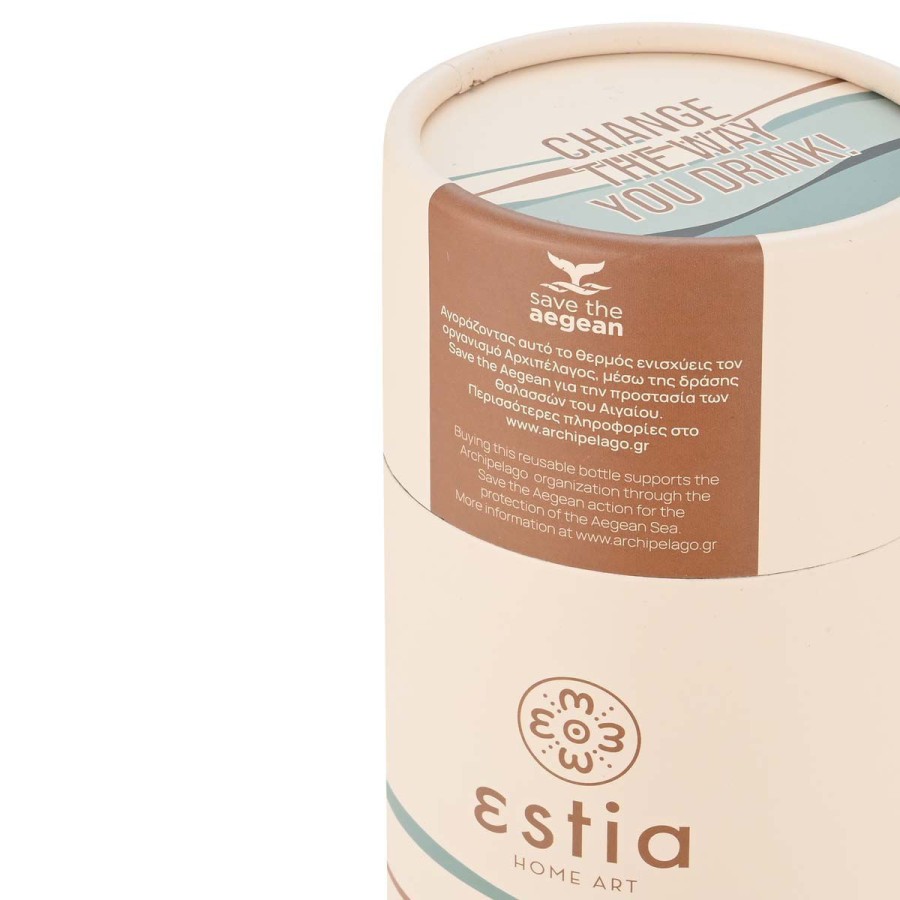 Estia Travel Cup Ποτήρι Θερμός με Καλαμάκι Save The Aegean 500ml Ecozen Horizon