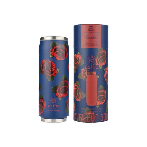Estia Travel Cup Ποτήρι Θερμός με Καλαμάκι Save The Aegean 500ml Electric Roses