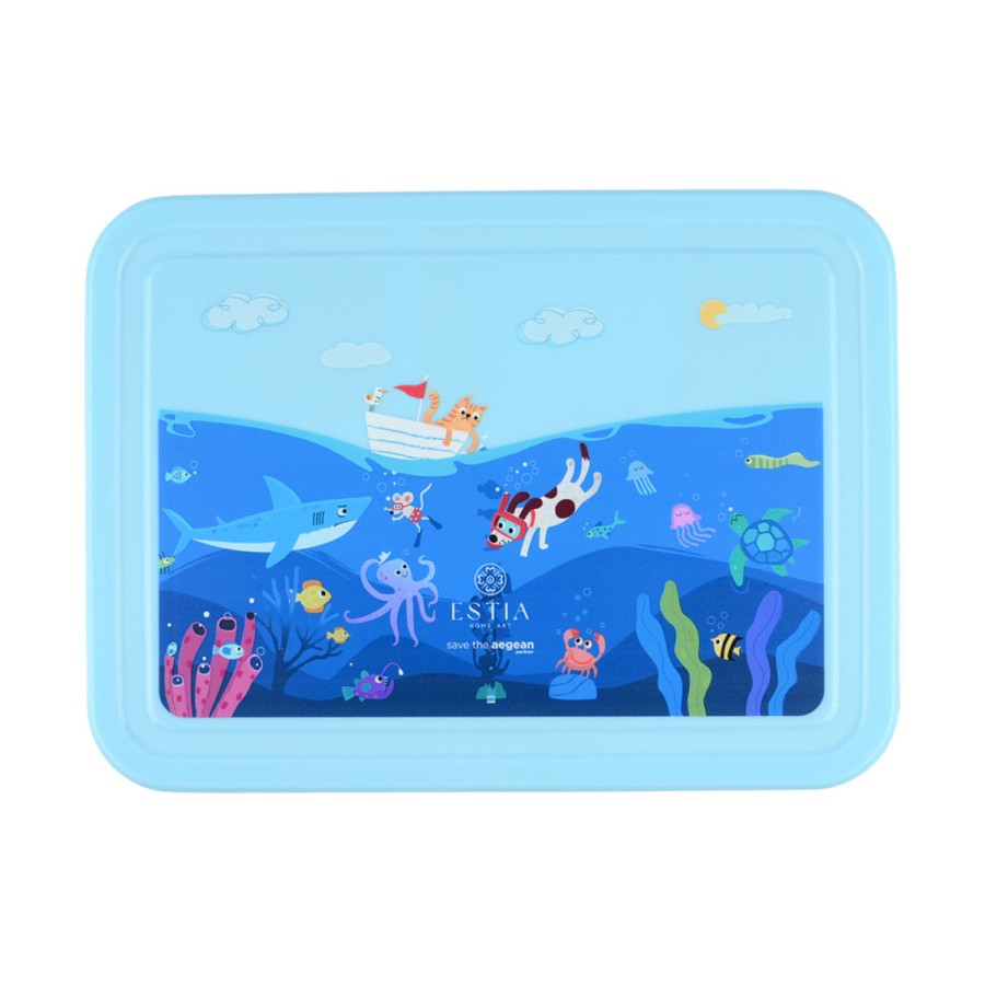 Estia Παιδικο Φαγητοδοχειο Save The Aegean 1330ml με 5 Θήκες Ocean Play
