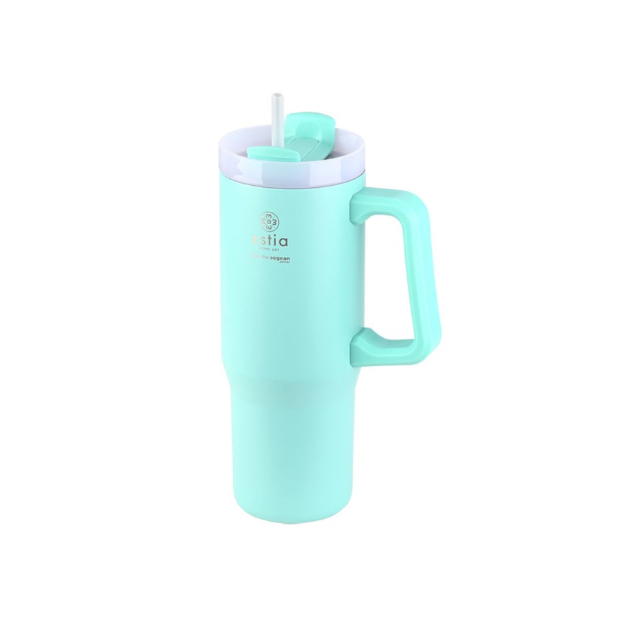 Estia Ποτήρι Straw Tumbler XL Save The Aegean 900ml Bermuda Green