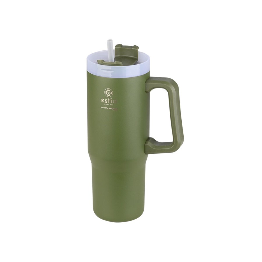 Estia Ποτήρι Straw Tumbler XL Save The Aegean 900ml Forest Spirit