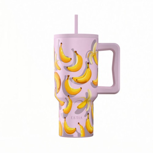 Estia Ποτήρι Straw Tumbler XL Save The Aegean 900ml Banana Mood