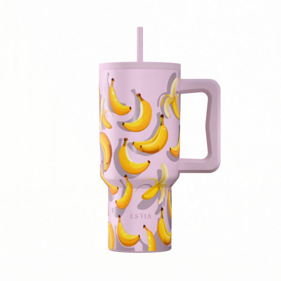 Estia Ποτήρι Straw Tumbler XL Save The Aegean 900ml Banana Mood
