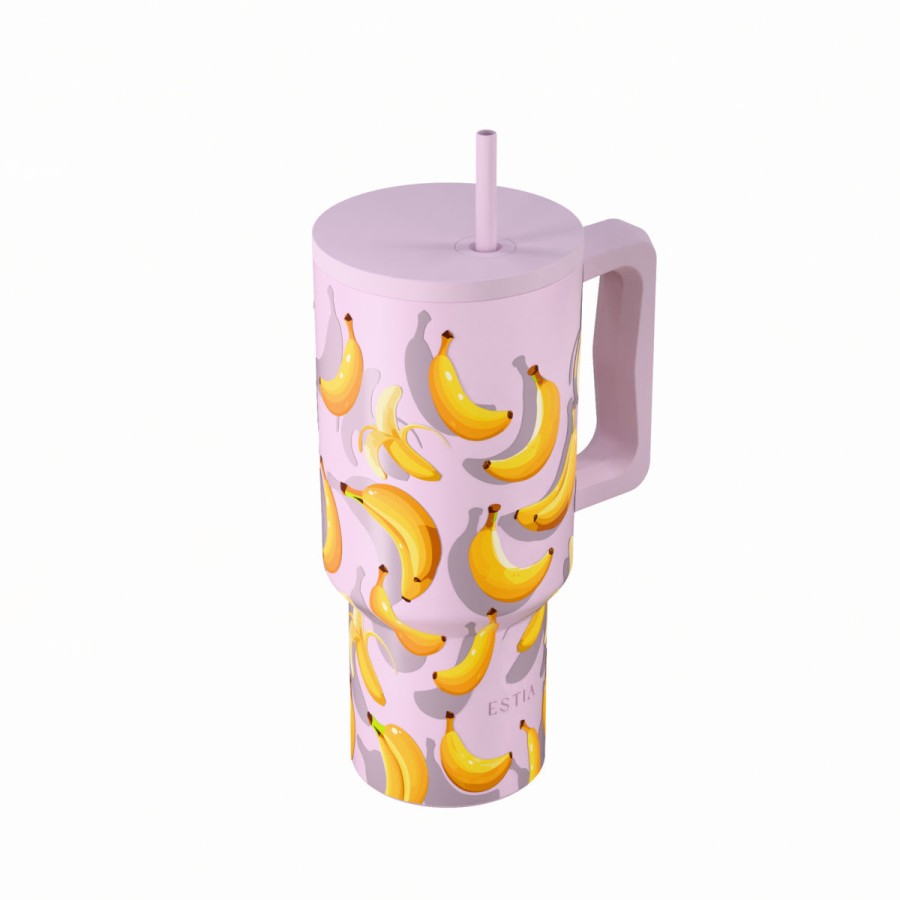 Estia Ποτήρι Straw Tumbler XL Save The Aegean 900ml Banana Mood