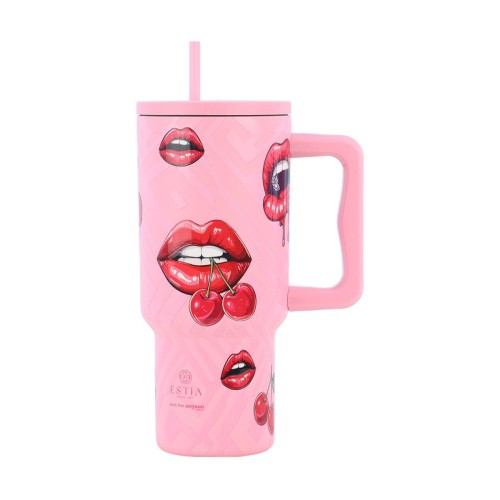 Estia Ποτήρι Straw Tumbler XL Save The Aegean 900ml Blush Pop